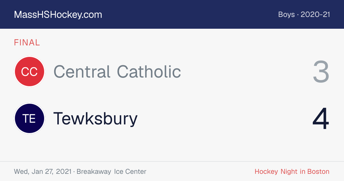 Central Catholic at Tewksbury score card