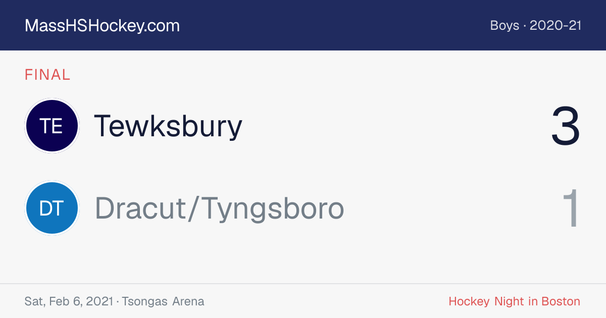 Tewksbury at Dracut/Tyngsboro score card