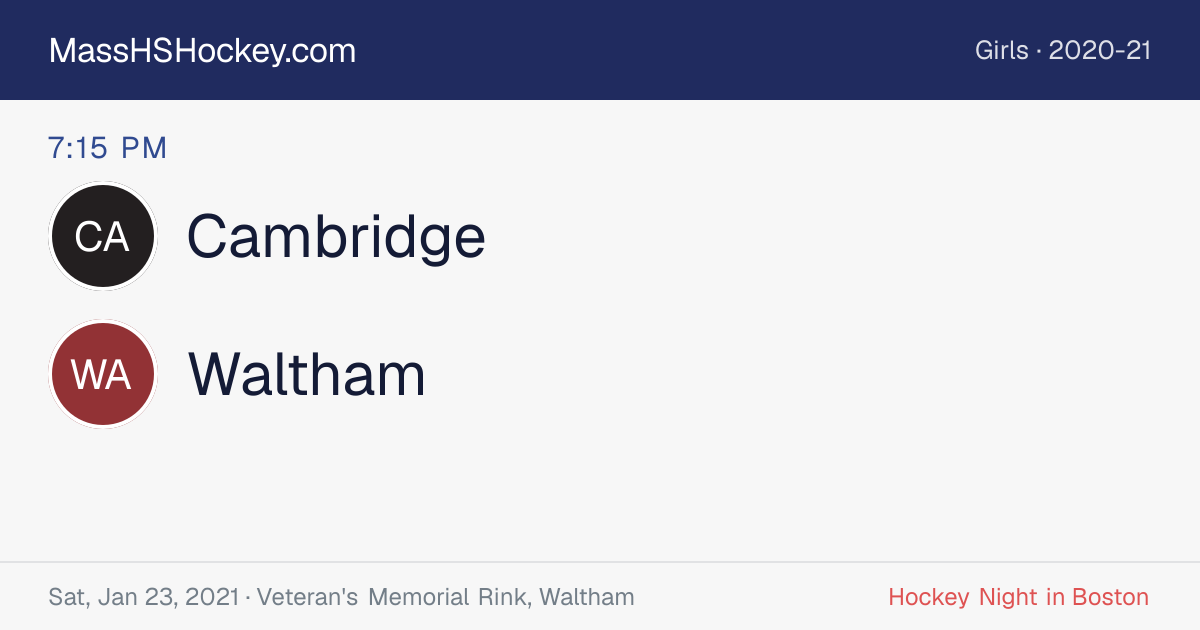 Cambridge at Waltham score card
