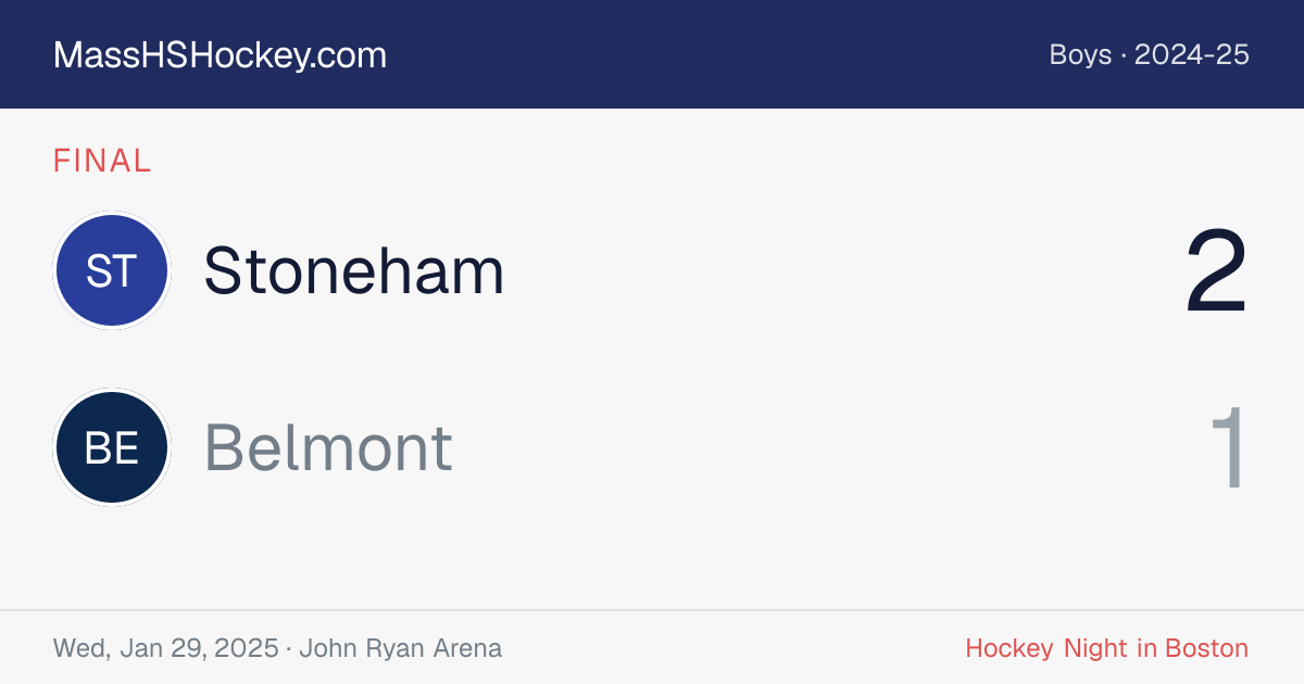 Stoneham at Belmont score card