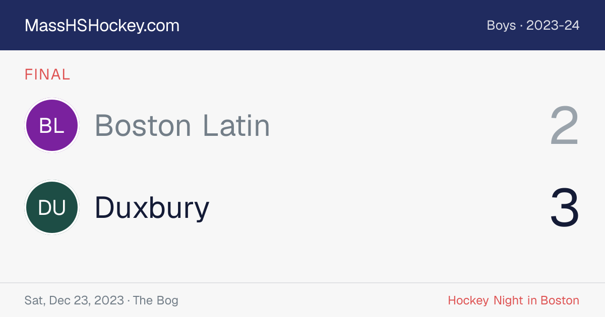 Boston Latin at Duxbury score card