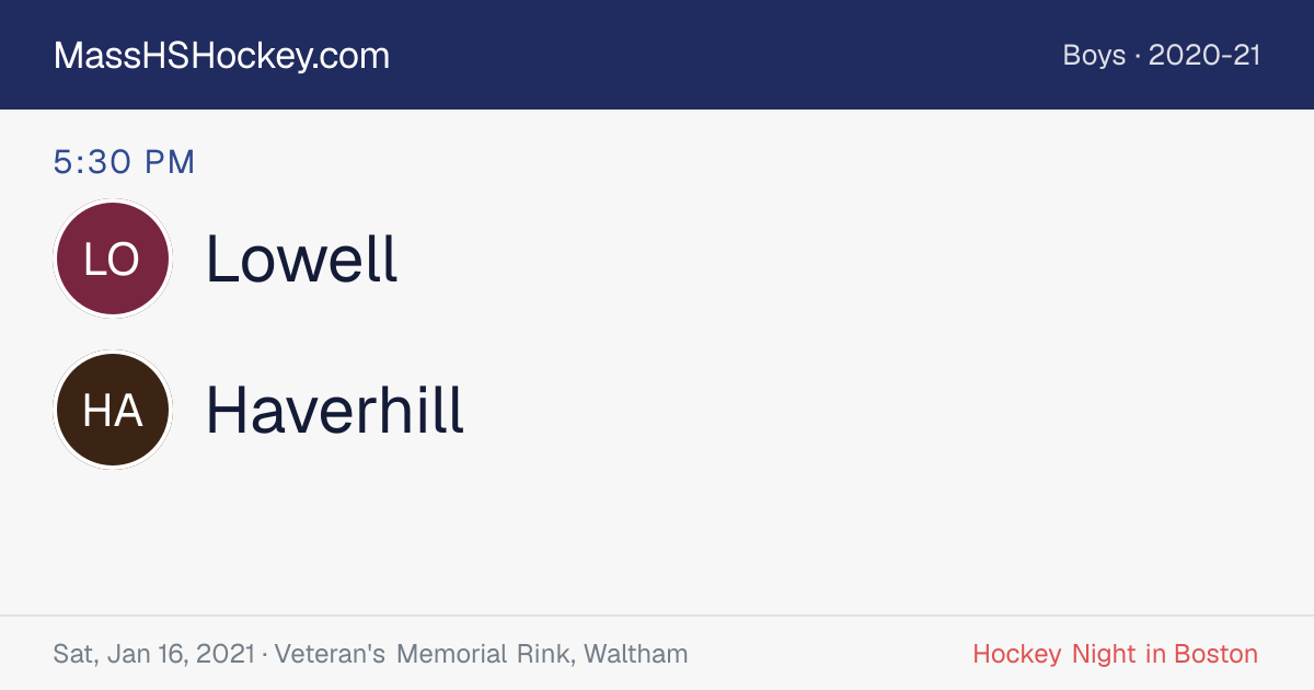 Lowell at Haverhill score card