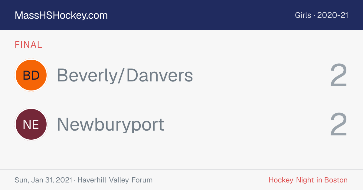Beverly/Danvers at Newburyport score card