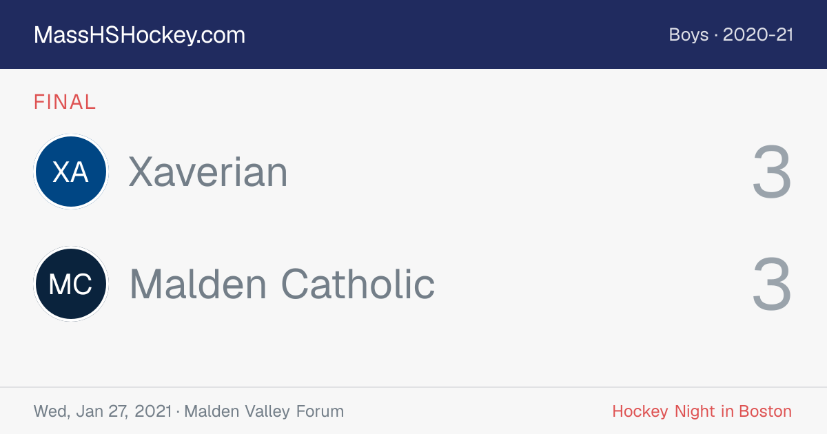 Xaverian at Malden Catholic score card