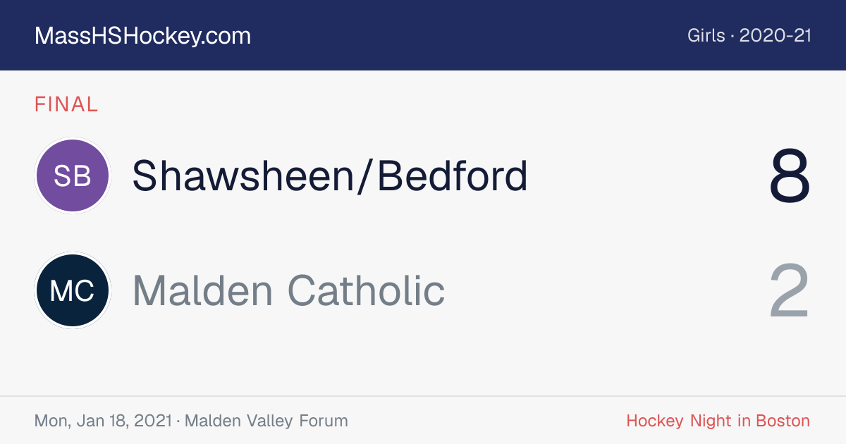 Shawsheen/Bedford at Malden Catholic score card