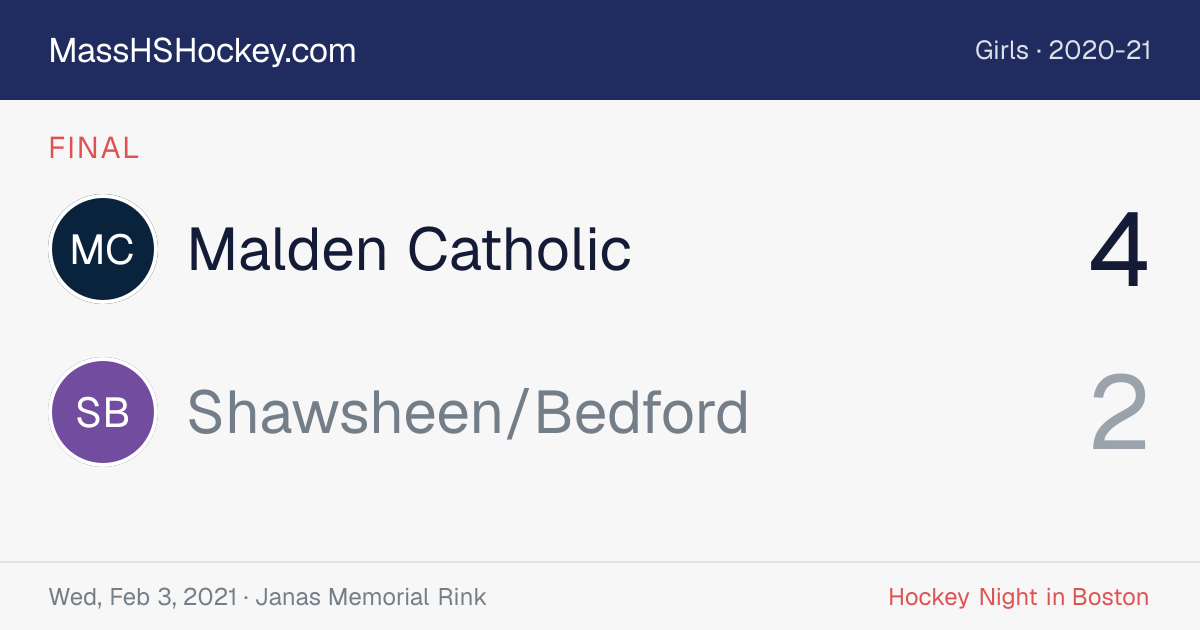 Malden Catholic at Shawsheen/Bedford score card