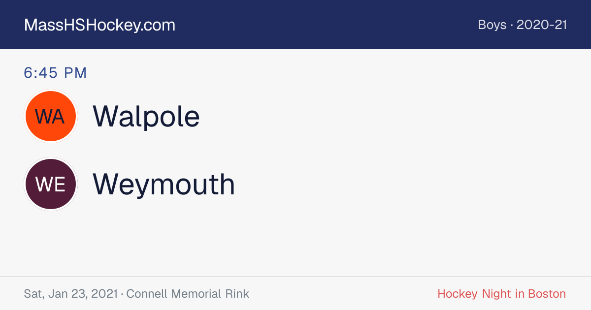 Walpole at Weymouth score card