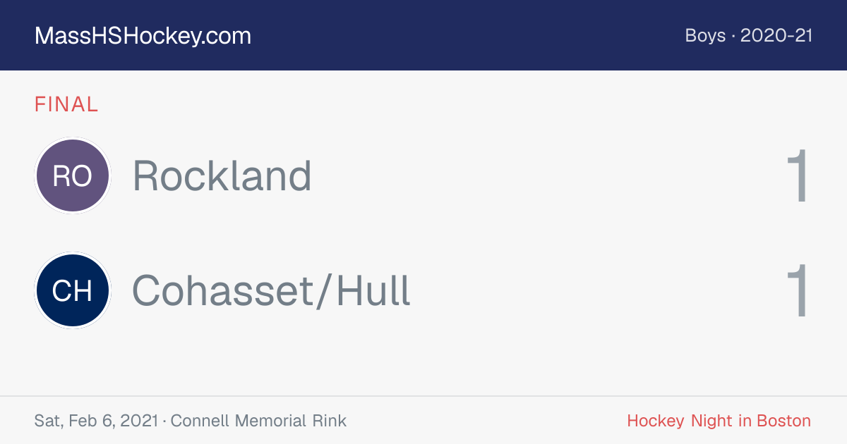 Rockland at Cohasset/Hull score card