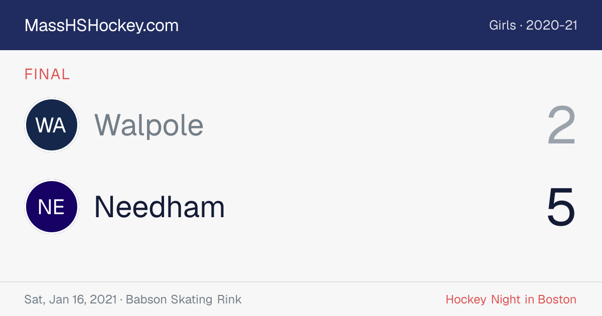 Walpole at Needham score card