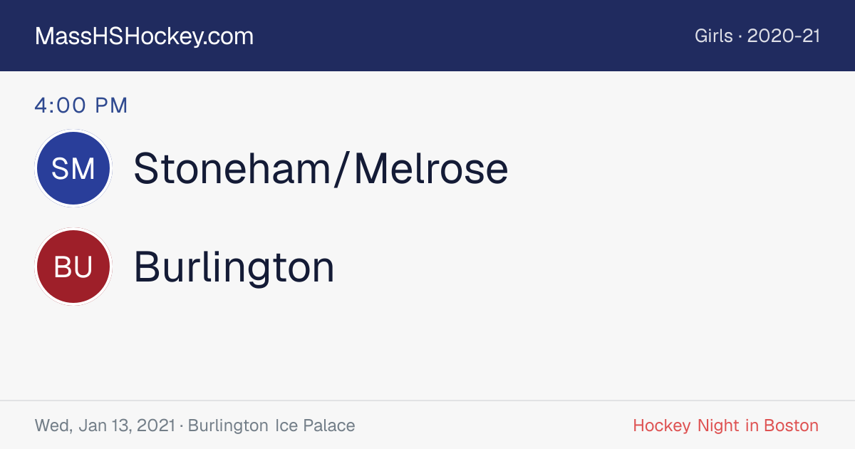 Stoneham/Melrose at Burlington score card