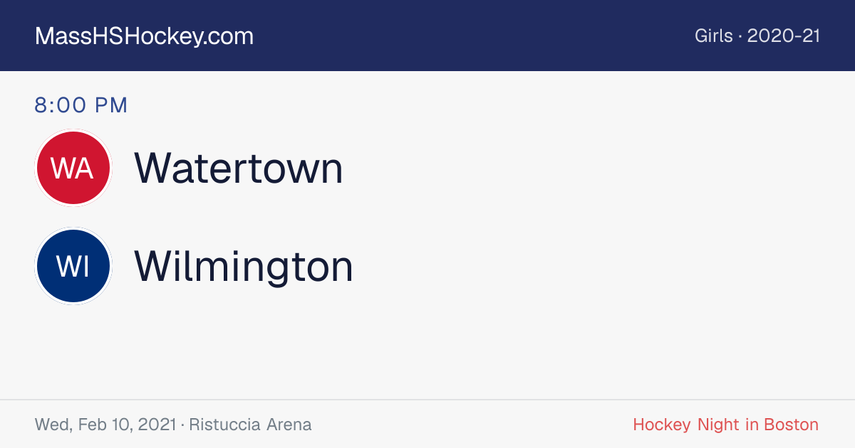 Watertown at Wilmington score card