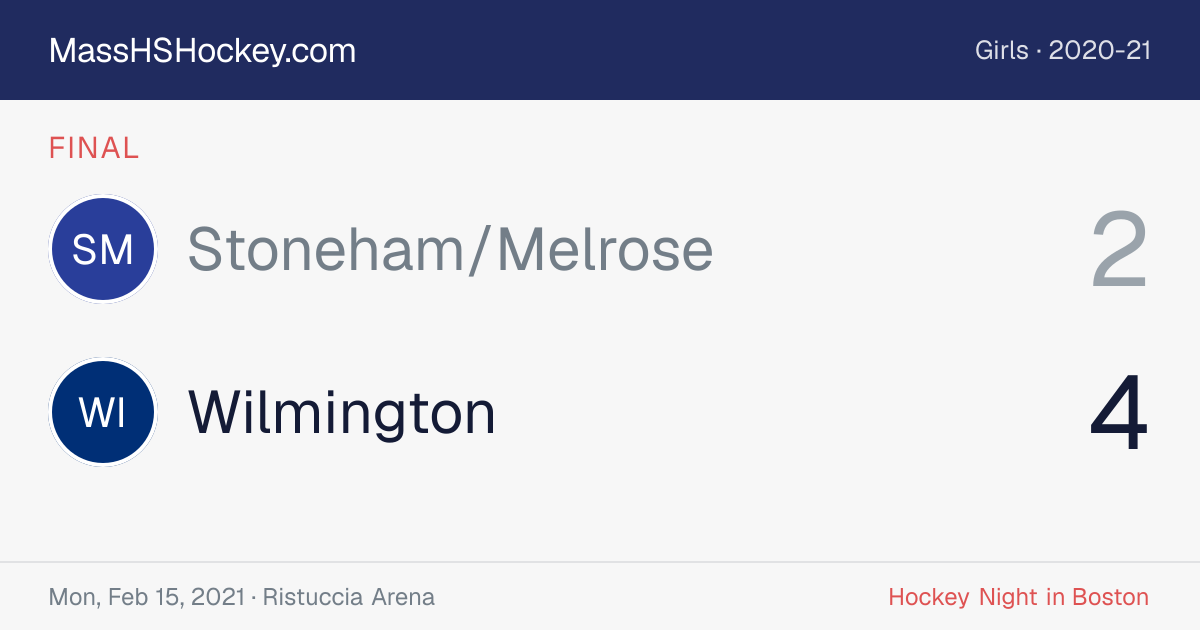 Stoneham/Melrose at Wilmington score card