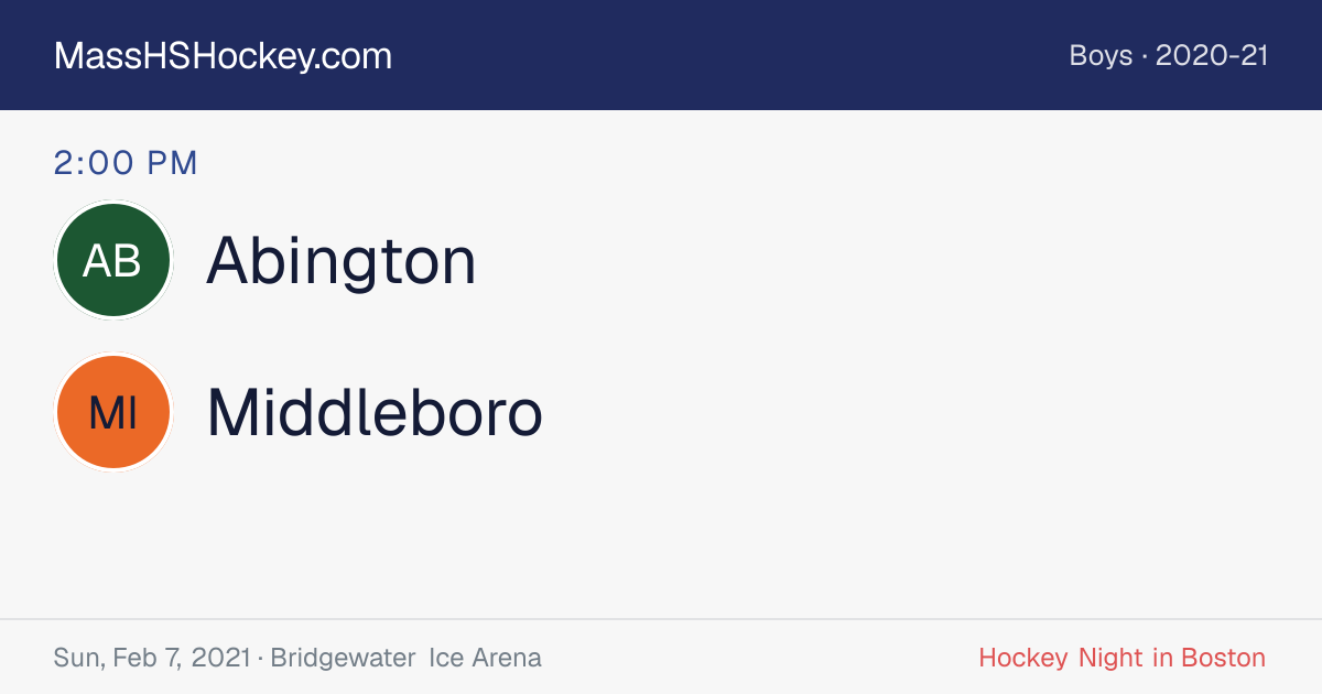 Abington at Middleboro score card