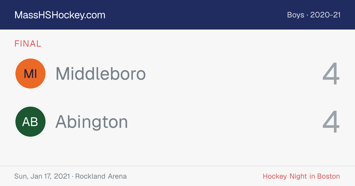 Middleboro at Abington score card