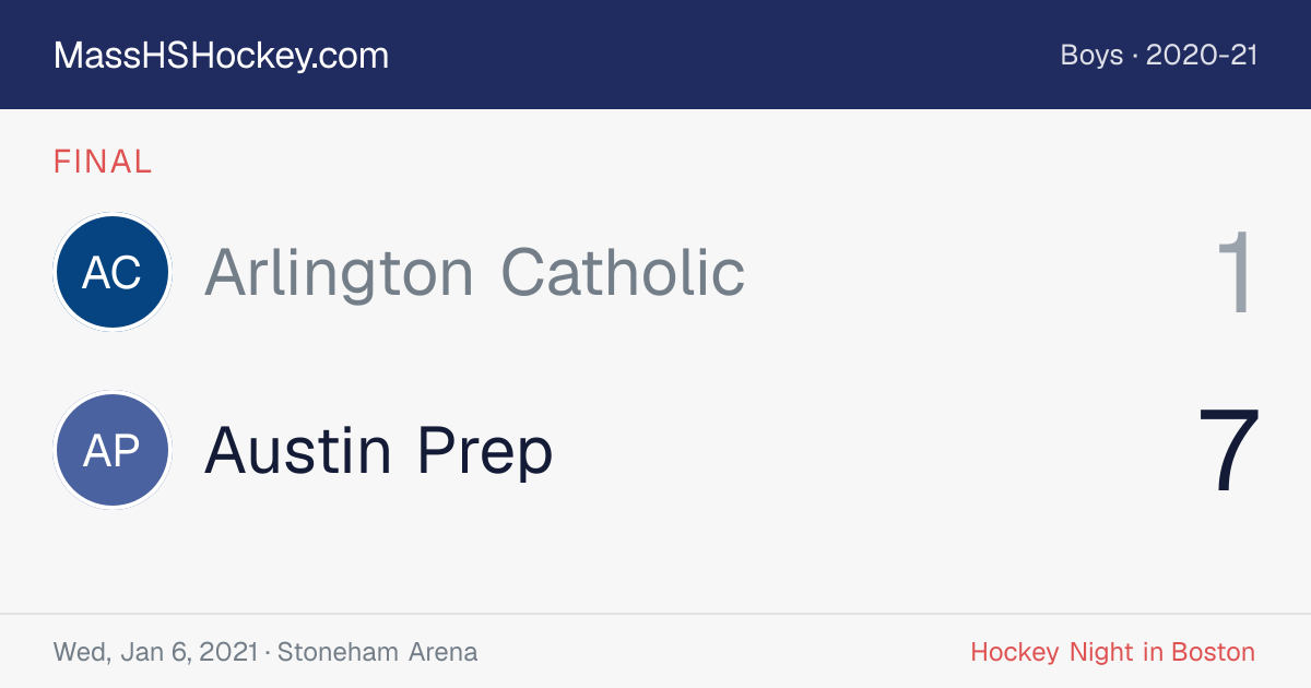 Arlington Catholic at Austin Prep score card