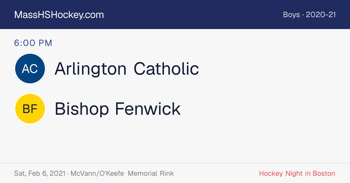 Arlington Catholic at Bishop Fenwick score card