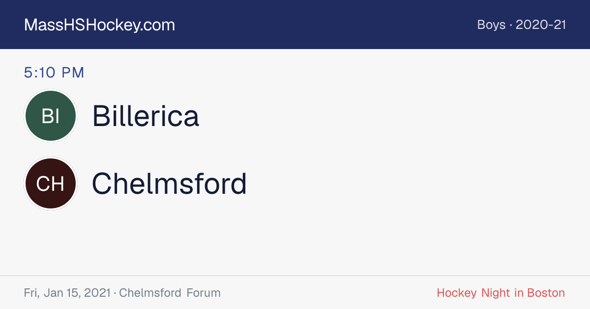 Billerica at Chelmsford score card