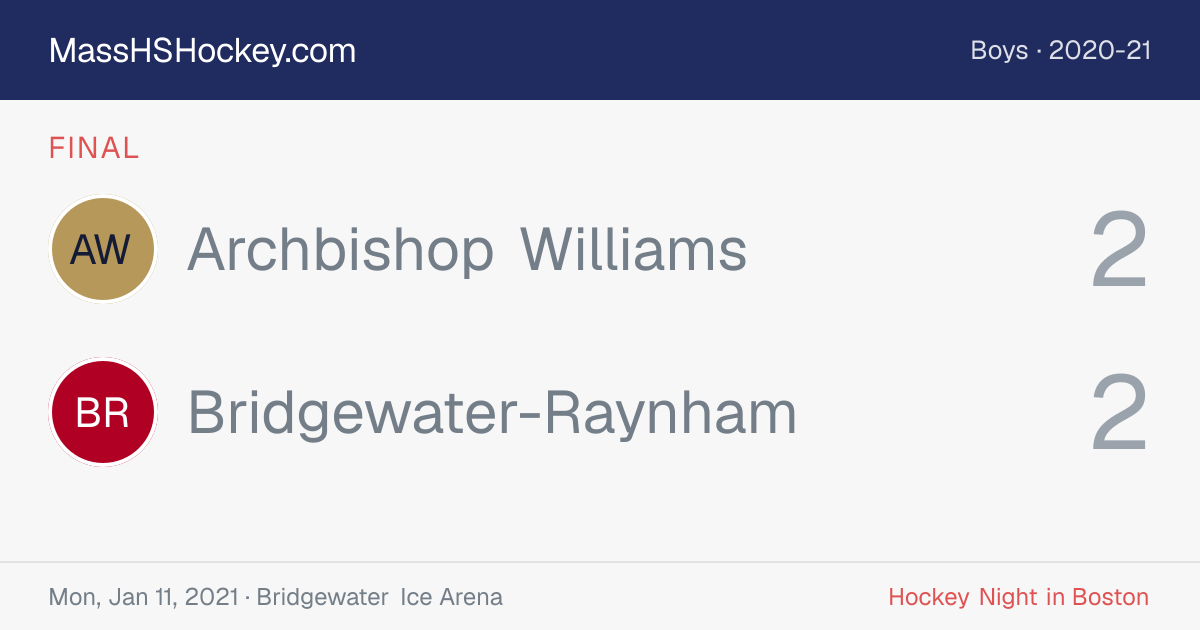 Archbishop Williams at Bridgewater-Raynham score card