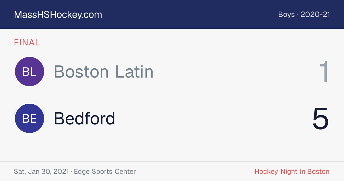 Boston Latin at Bedford score card