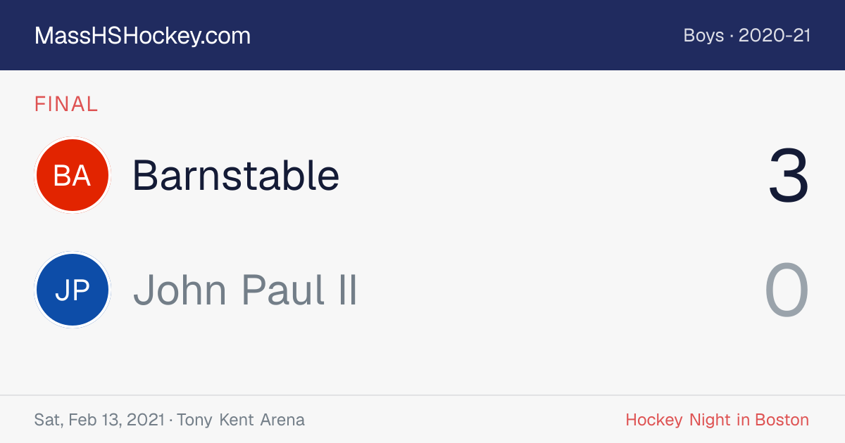 Barnstable at John Paul II score card