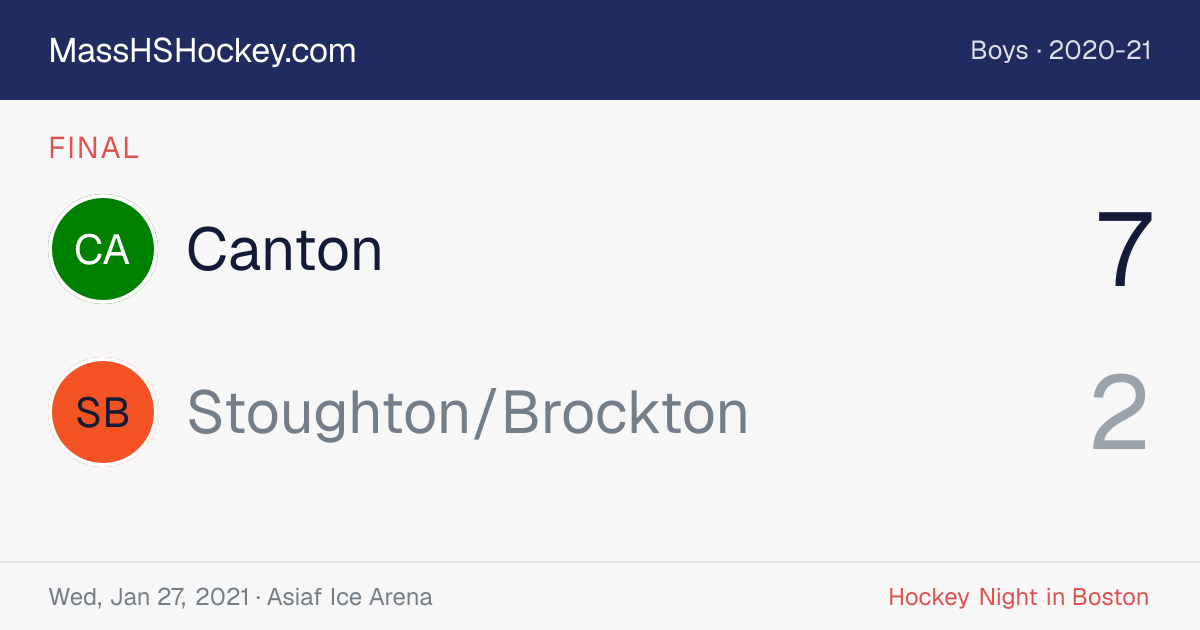Canton at Stoughton/Brockton score card