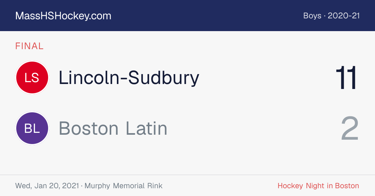 Lincoln-Sudbury at Boston Latin score card
