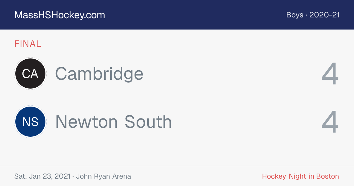 Cambridge at Newton South score card