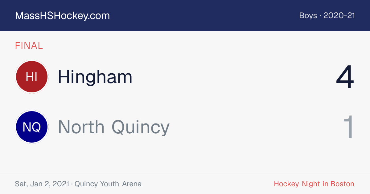 Hingham at North Quincy score card