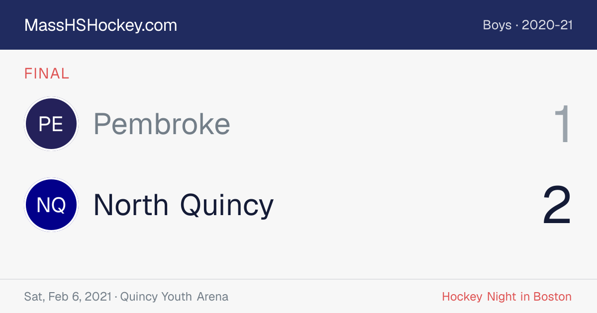 Pembroke at North Quincy score card