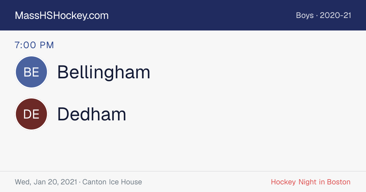 Bellingham at Dedham score card