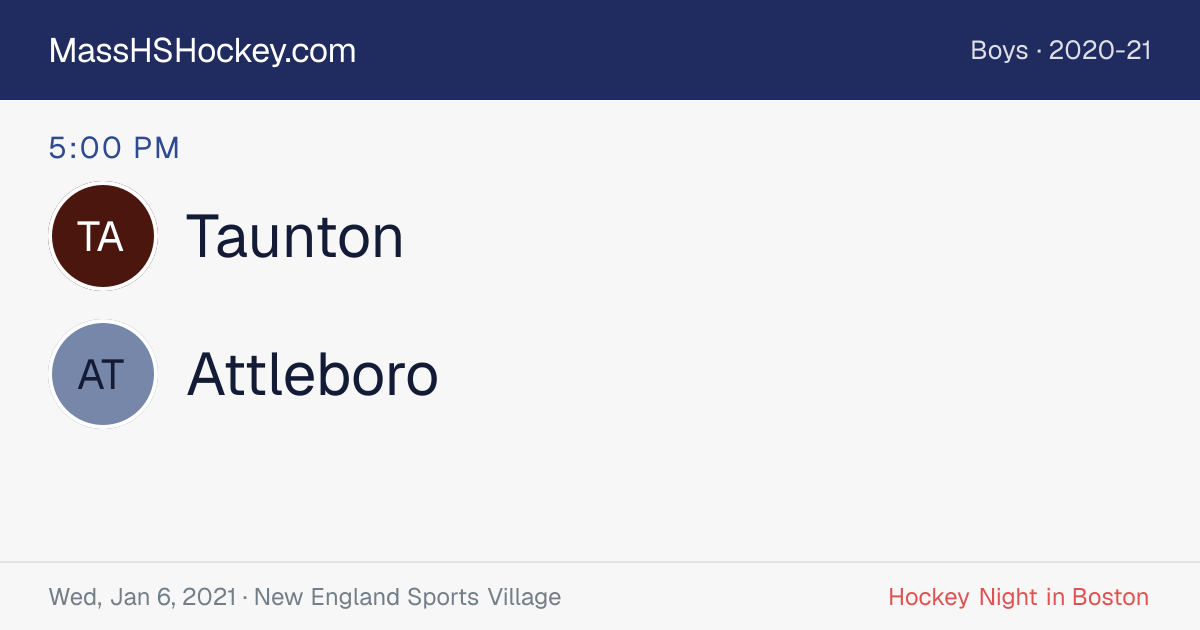 Taunton at Attleboro score card