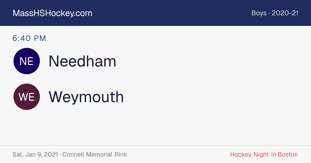 Needham at Weymouth score card