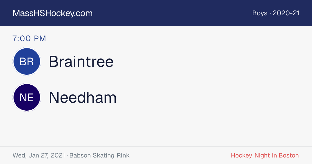 Braintree at Needham score card