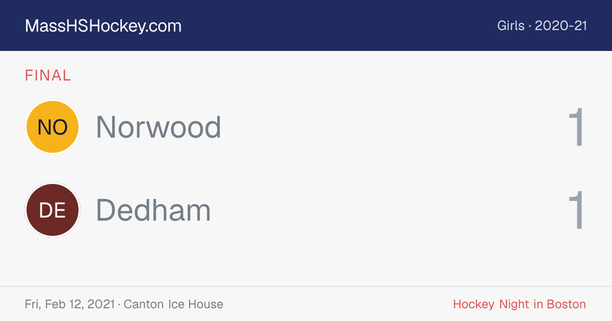 Norwood at Dedham score card