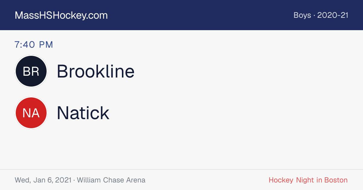 Brookline at Natick score card
