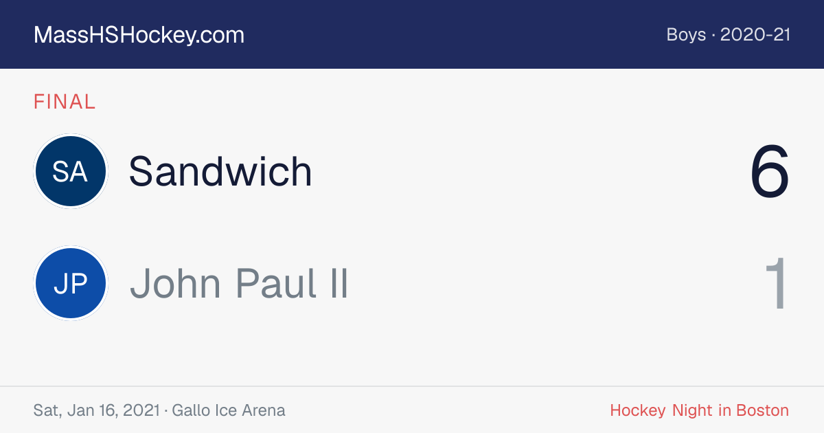 Sandwich at John Paul II score card