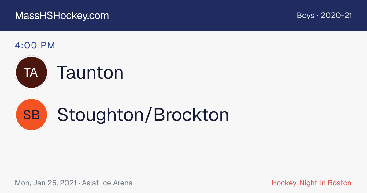 Taunton at Stoughton/Brockton score card