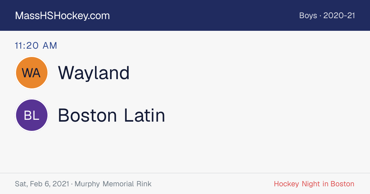 Wayland at Boston Latin score card