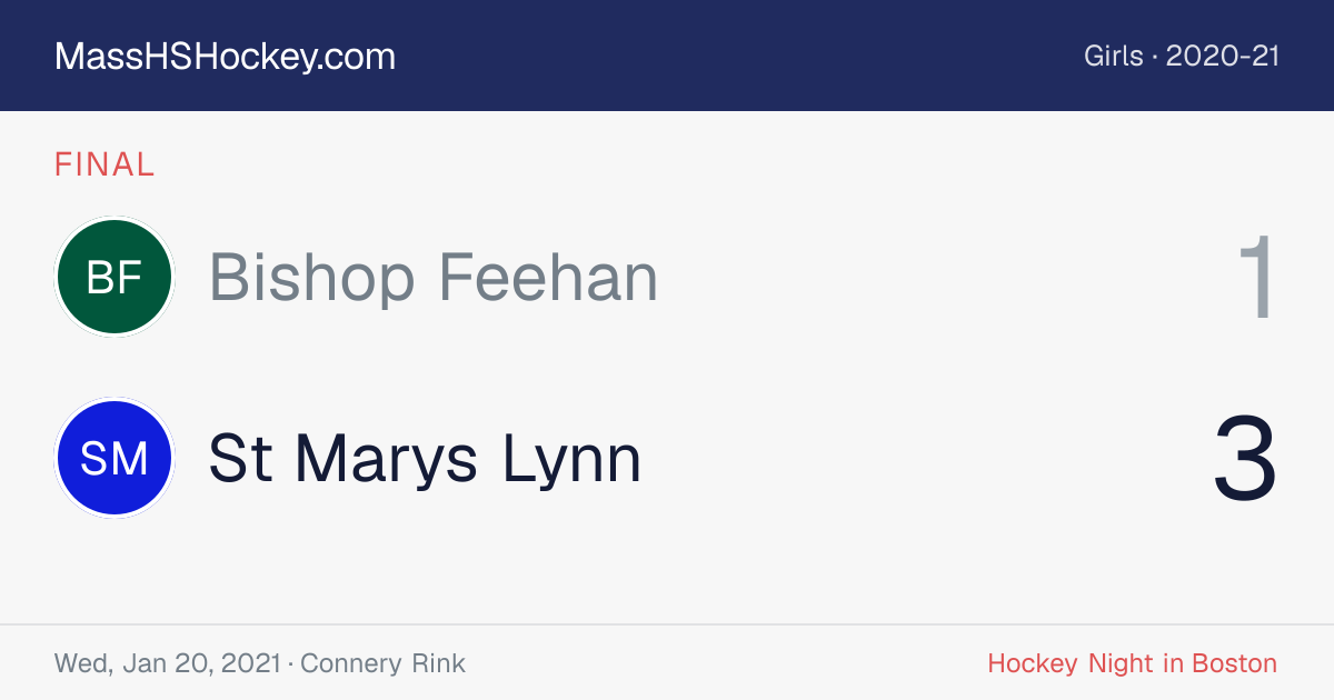 Bishop Feehan at St Marys Lynn score card