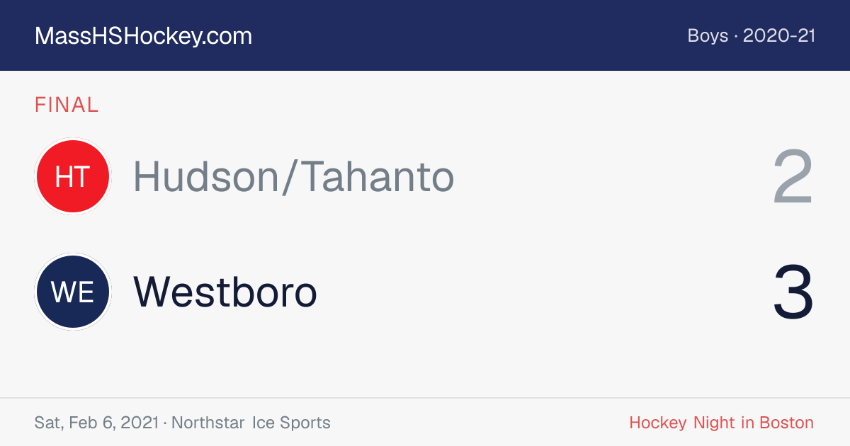 Hudson/Tahanto at Westboro score card