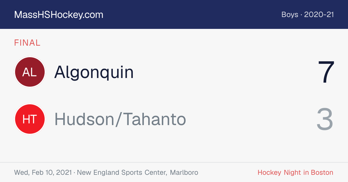 Algonquin at Hudson/Tahanto score card