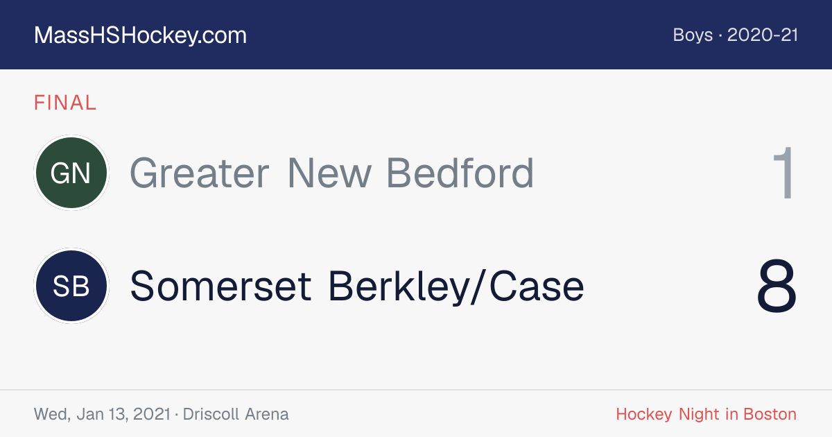 Greater New Bedford at Somerset Berkley/Case score card
