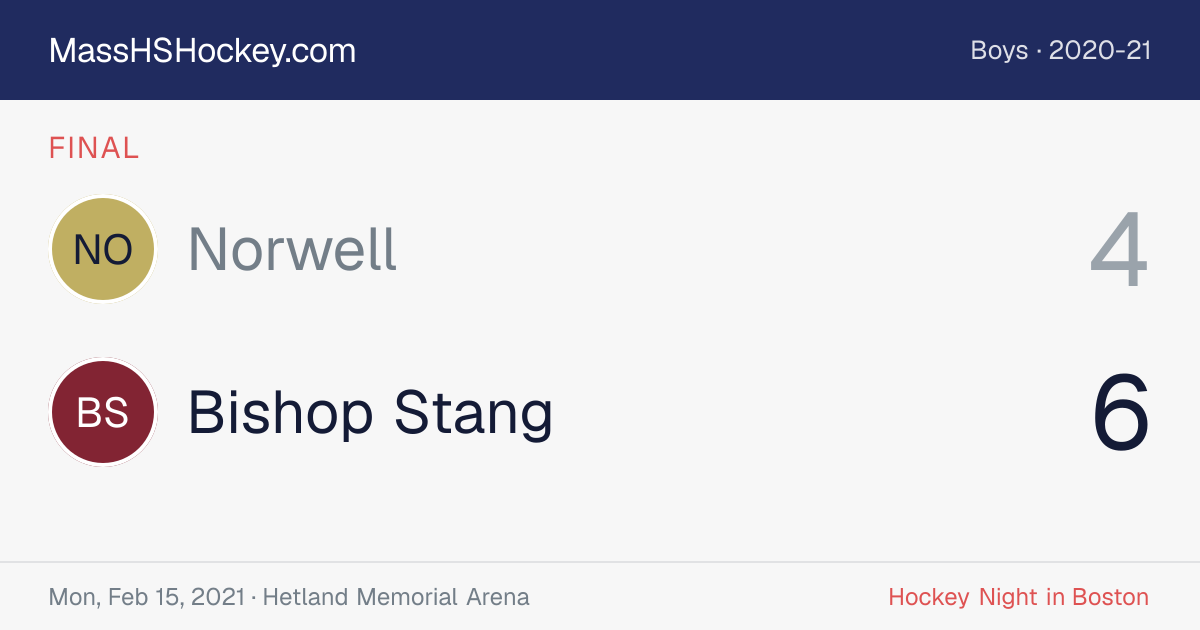 Norwell at Bishop Stang score card