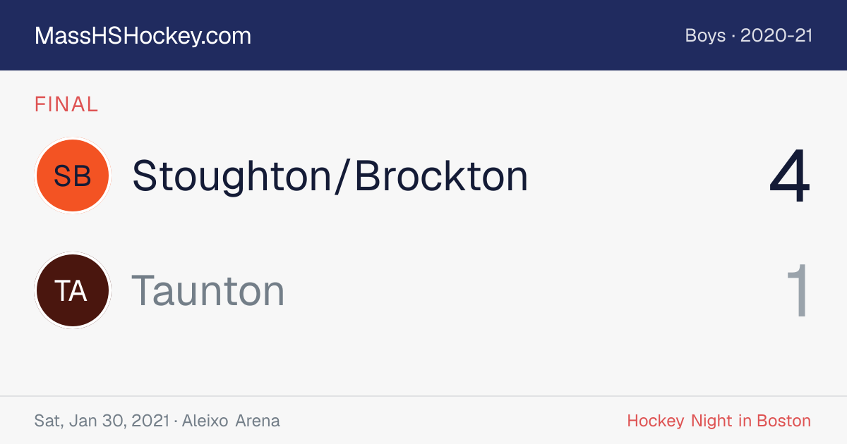 Stoughton/Brockton at Taunton score card