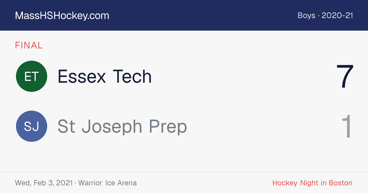 Essex Tech at St Joseph Prep score card