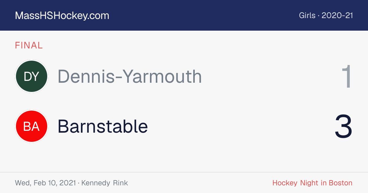 Dennis-Yarmouth at Barnstable score card