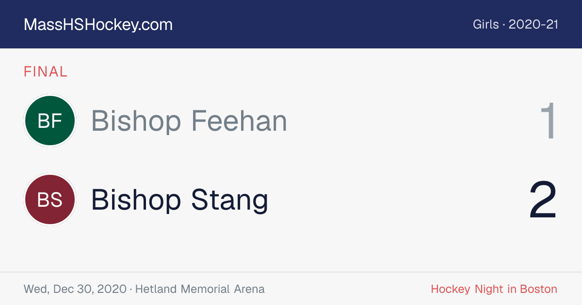 Bishop Feehan at Bishop Stang score card