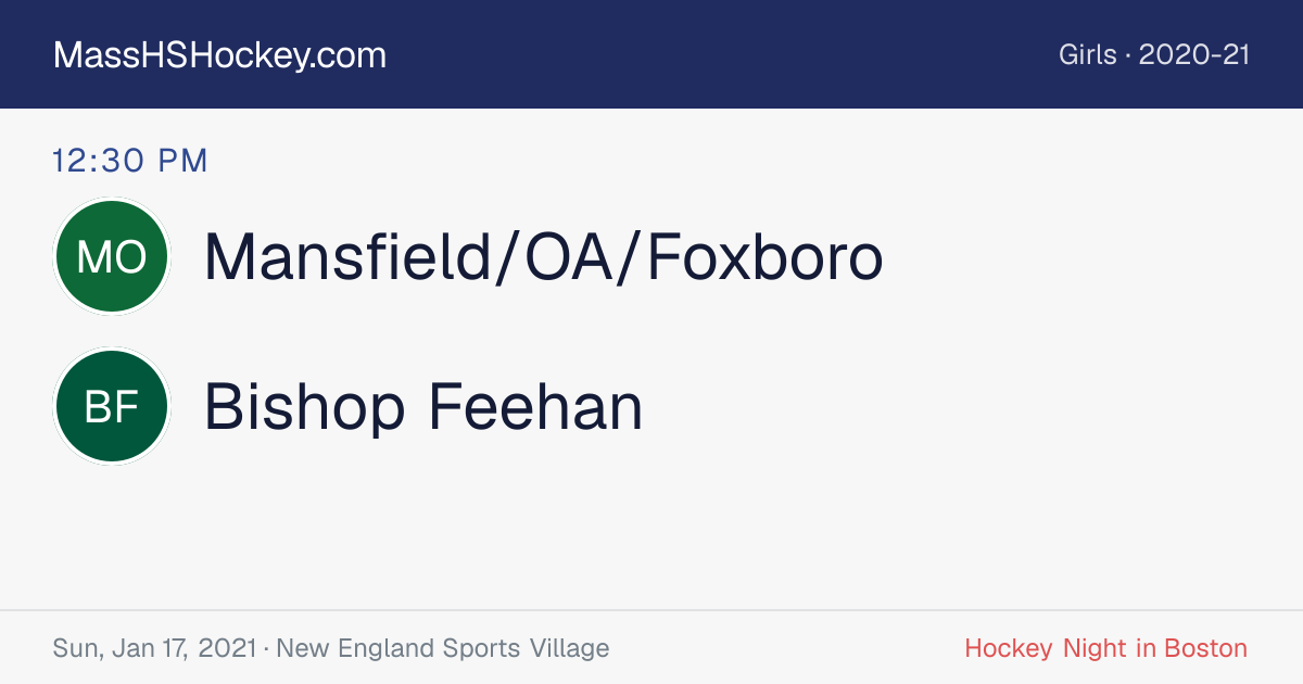 Mansfield/OA/Foxboro at Bishop Feehan score card