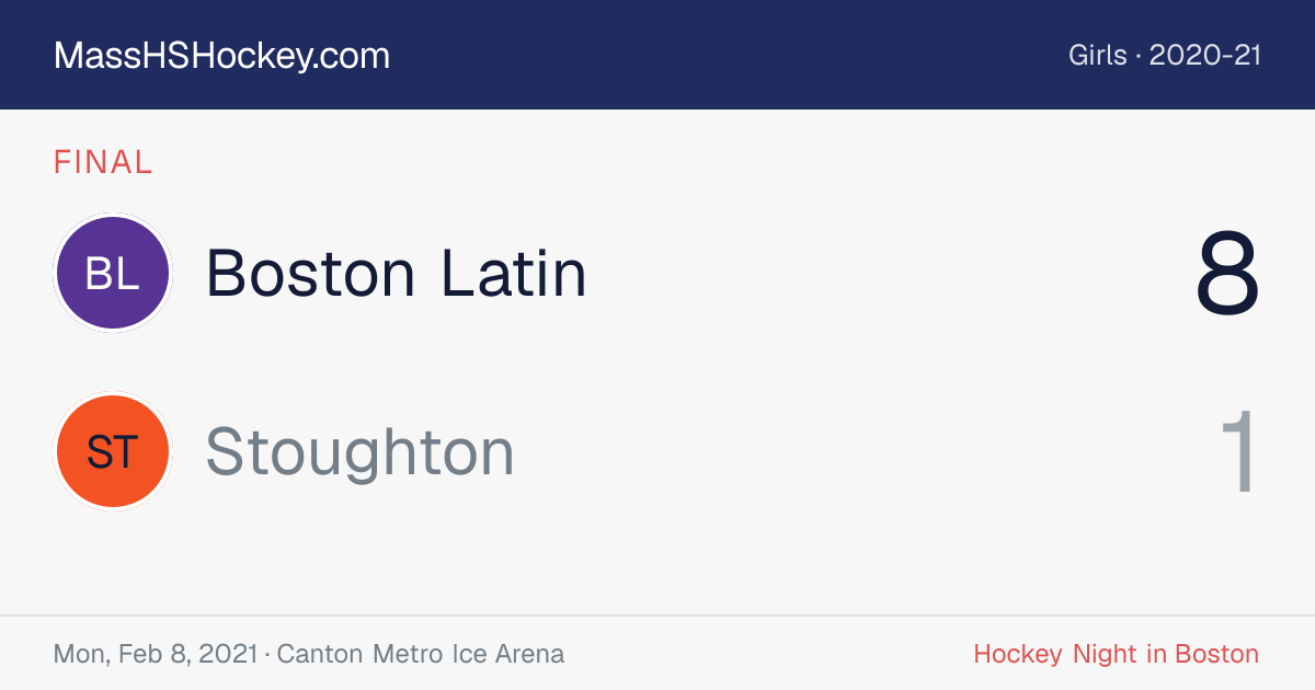 Boston Latin at Stoughton score card