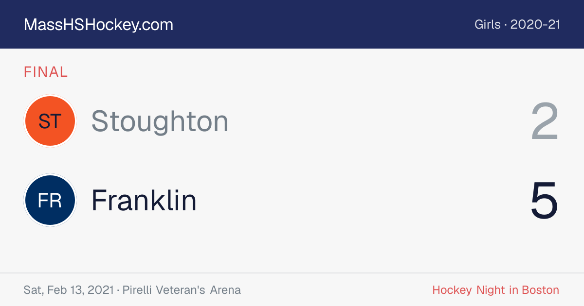 Stoughton at Franklin score card